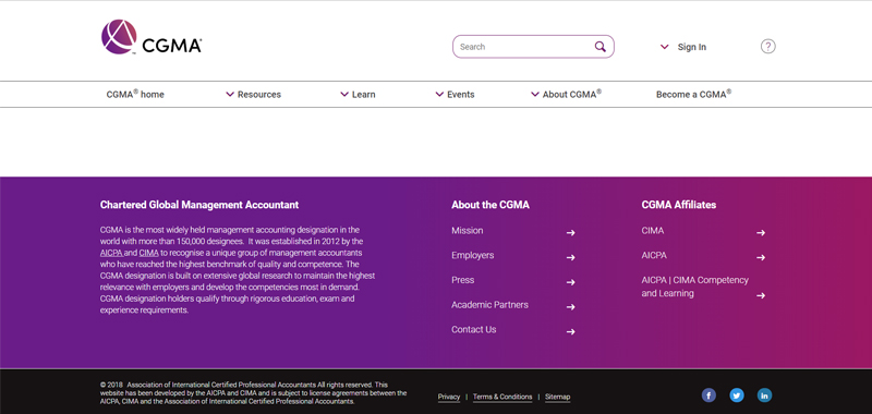 Screenshot from cgma.org