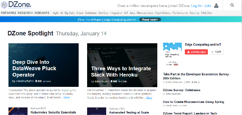 Screenshot from dzone.com